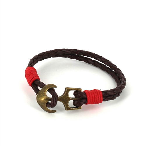 Bracelet en cuir tressé avec ancre