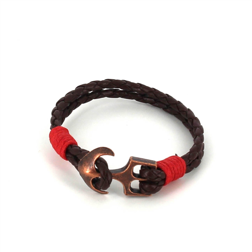 Bracelet en cuir tressé avec ancre