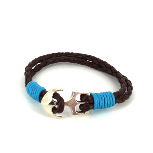 Bracelet en cuir tressé avec ancre