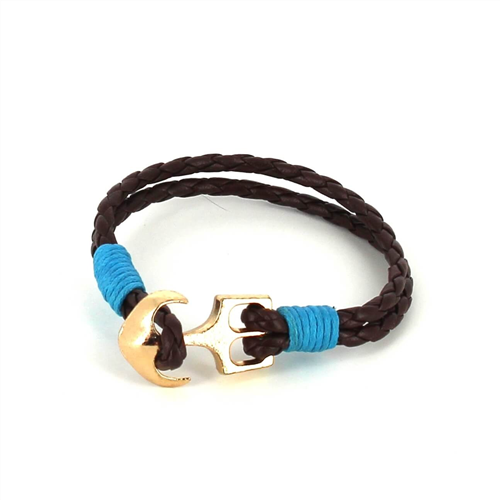 Bracelet en cuir tressé avec ancre