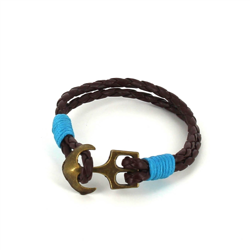 Bracelet en Cuir Tressé avec Ancre