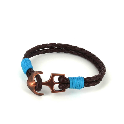 Bracelet en cuir tressé avec ancre