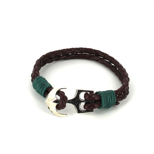 Bracelet en cuir tressé avec ancre