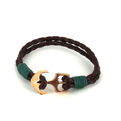 Bracelet en cuir tressé avec ancre