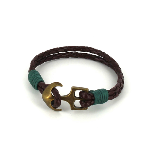 Bracelet en cuir tressé avec ancre