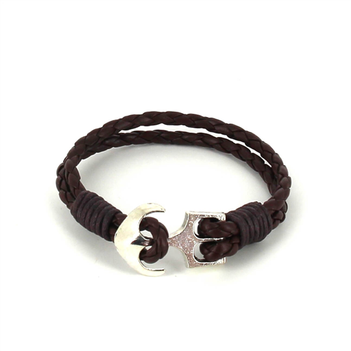 Bracelet en cuir tressé avec ancre
