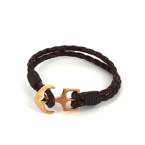 Bracelet en cuir tressé avec ancre
