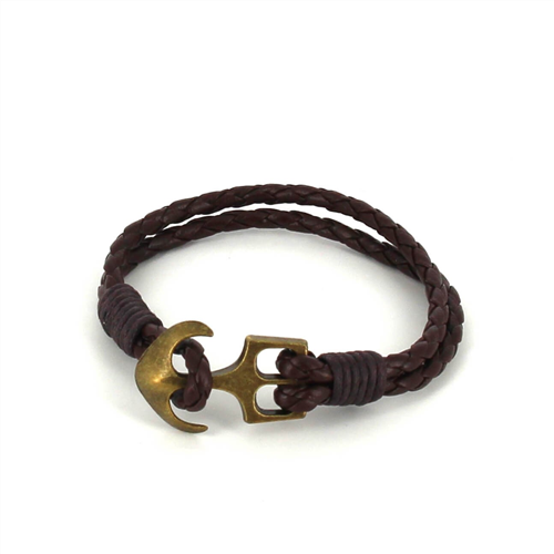 Bracelet en Cuir Tressé avec Ancre