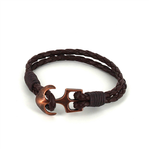 Bracelet en cuir tressé avec ancre