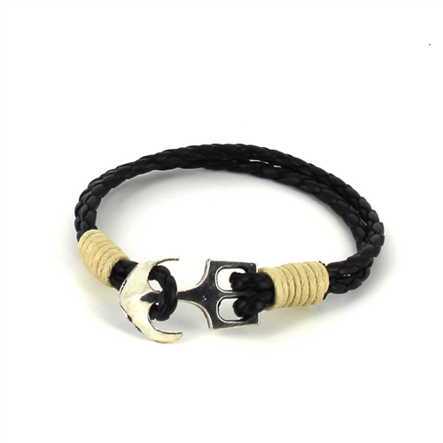 Bracelet en cuir tressé avec ancre
