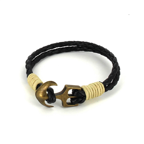 Bracelet en cuir tressé avec ancre