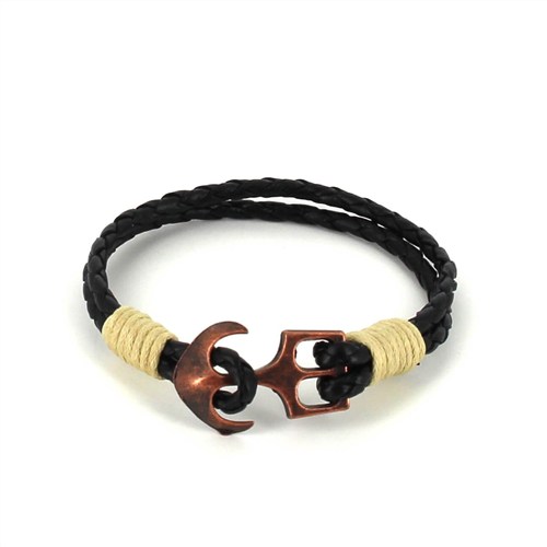 Bracelet en cuir tressé avec ancre