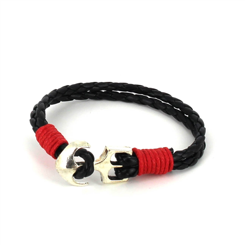 Bracelet en cuir tressé avec ancre