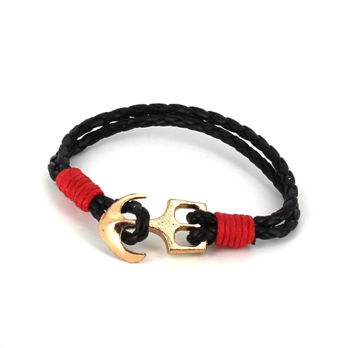 Bracelet en cuir tressé avec ancre