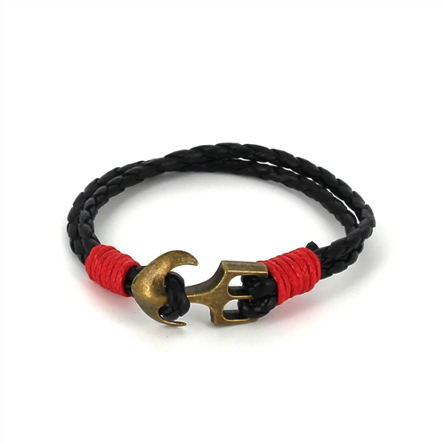 Bracelet en cuir tressé avec ancre