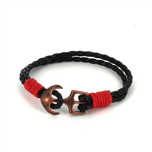 Bracelet en cuir tressé avec ancre