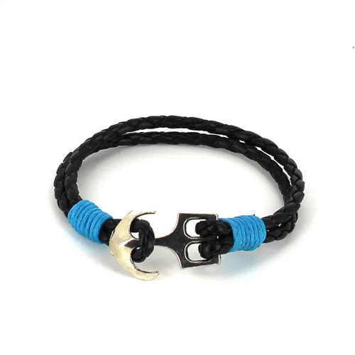 Bracelet en cuir tressé avec ancre