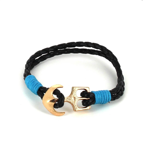 Bracelet en cuir tressé avec ancre