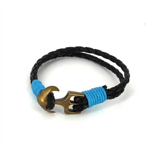 Bracelet en cuir tressé avec ancre