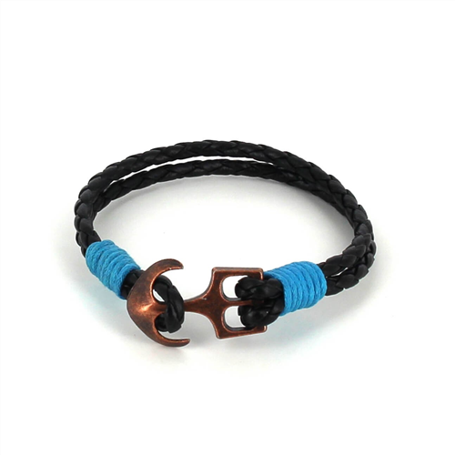 Bracelet en cuir tressé avec ancre