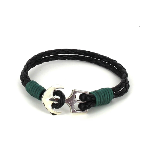 Bracelet en cuir tressé avec ancre