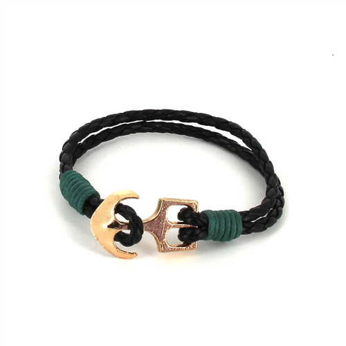 Bracelet en cuir tressé avec ancre