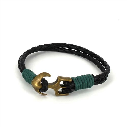 Bracelet en cuir tressé avec ancre
