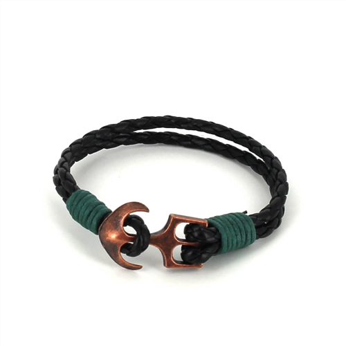 Bracelet en cuir tressé avec ancre