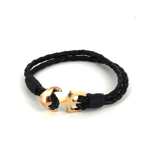 Bracelet en cuir tressé avec ancre