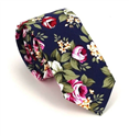 Cravate Slim Fleurs Bleu Marine