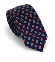 Cravate étroite Paisley bleu marine et rouge
