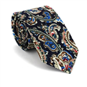 Cravate Étroite Paisley Bleu Foncé