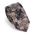 Cravate Étroite Paisley Bleue et Dorée