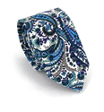 Cravate Étroite Paisley Blanche et Bleue