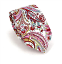Cravate étroite Paisley blanche et rouge