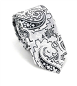 Cravate Étroite Paisley Gris Argent
