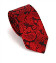 Cravate Étroite Paisley Noire et Rouge