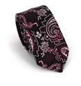 Cravate Étroite Paisley Rouge Bordeaux