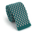 Cravate à carreaux en tricot bleu turquoise et gris