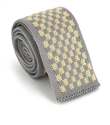 Cravate à carreaux en tricot gris et beige