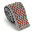 Cravate à carreaux en tricot gris et marron