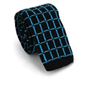 Cravate en tricot à carreaux noirs et turquoise