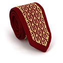 Cravate en tricot imprimée rouge et dorée
