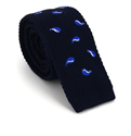 Cravate en tricot Paisley Bleu Foncé