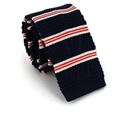 Cravate en tricot à rayures bleu marine