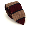 Cravate en tricot à rayures beige et marron