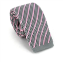 Cravate à rayures diagonales en tricot Gris et Rose
