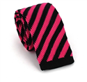 Cravate en tricot à rayures diagonales Noir et Rose