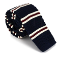 Cravate en tricot à fines rayures bleu foncé