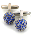 Boutons de Manchette Boules Argentées et Bleues